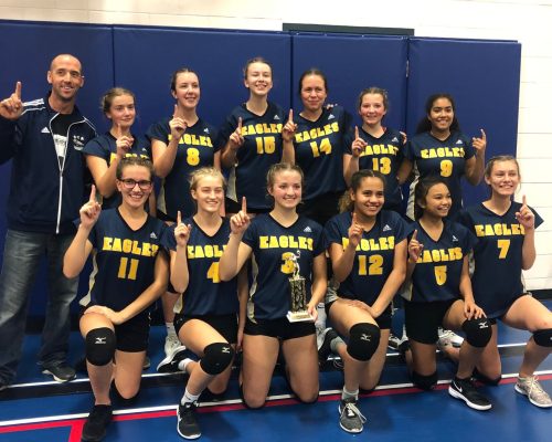 Volleyball Girls Team with Coach of Springs Christian Academy